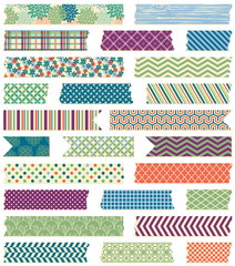 Vector Collection of Cute Patterned Washi Tape Strips in Masculi