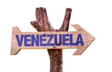 Venezuela wooden sign isolated on white background