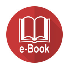 book red flat icon e-book sign