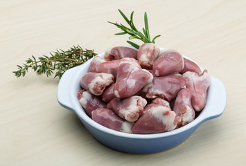 Raw chicken hearts