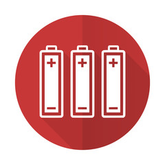 battery red flat icon power sign