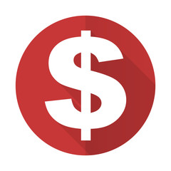 dollar red flat icon us dollar sign