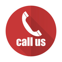 call us red flat icon phone sign