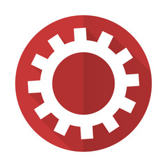 gears red flat icon options sign