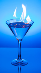 Flaming Blue Martini