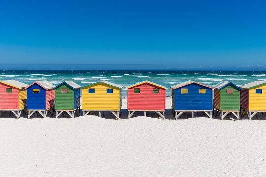 Bath houses in Muizenberg, Cape Town