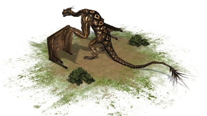 fantasy Dragon Creature - separated on white background