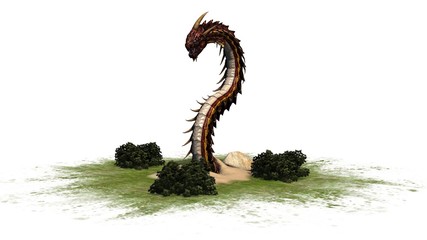 Naklejka premium Dragon Snake Creature - separated on white background