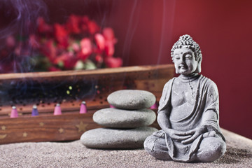 buddha and tower of stones