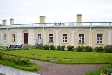 Fototapeta na wymiar Outbuilding of Big Menshikovsky palace in Oranienbaum.