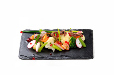 appetizer with fish and vegetables