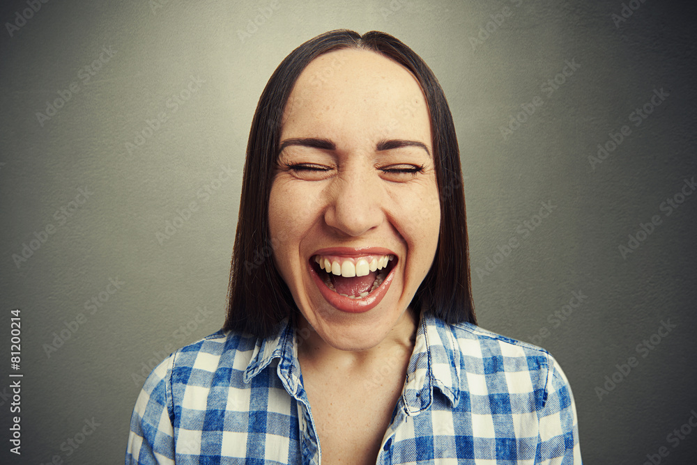 Sticker portrait of happy woman