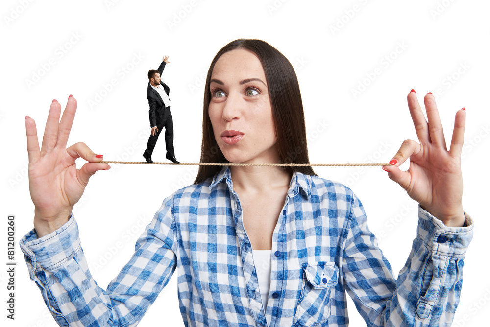 Canvas Prints woman looking at small man