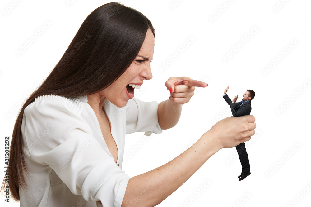 Canvas Prints yelling woman pointing at small scared man