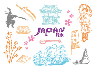 Japan Cultural hand sketch collection 2 Vectors