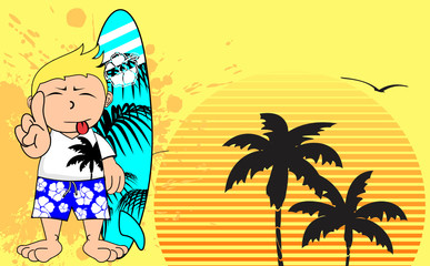 surfer kid cartoon expression background7