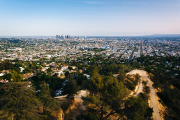 View of trails in Griffith Park and Los Angeles from Griffith Ob
