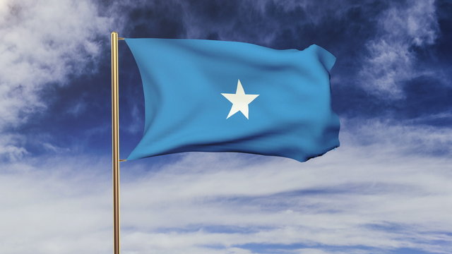 Somalia flag waving in the wind. Green screen, alpha matte