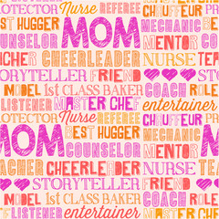 Mother's Day seamless word pattern