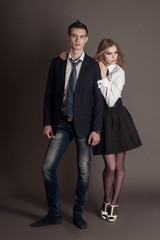 Elegant lovely young sensual couple.