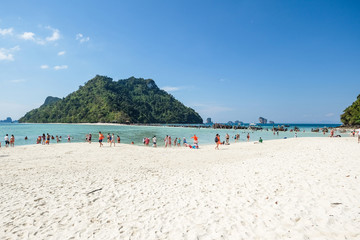Tourist on the beach in Thailand, Asia. Bamboo Island in Thailan