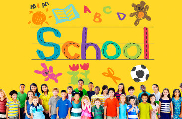 Kids Imagination Handwriting School Learning Concept