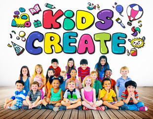 Kids Create Creativity Design Ideas Colorful Concept