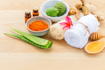 Traditional of thai skin care ingredients. - Macro shot with cop