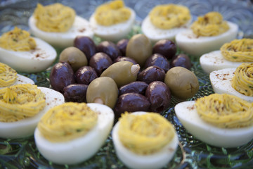 Deviled Eggs and Olives before dinner