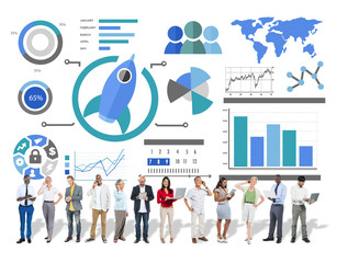 New Business Chart Innovation Teamwork Global Business Concept