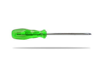 Green screwdriver isolated on white