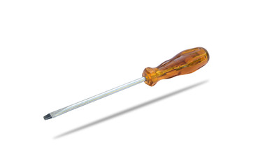 Yellow screwdriver isolated on white