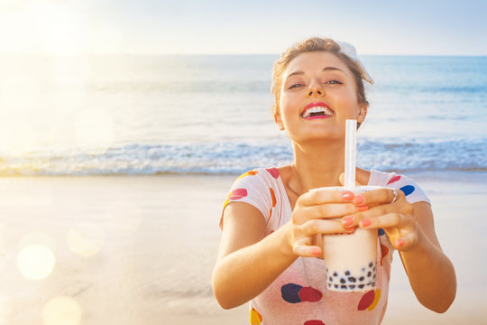 Woman With Taiwanese Bubble Tea