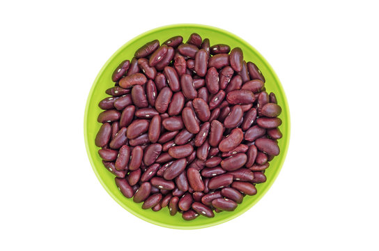 Red beans in bowl isolated on white