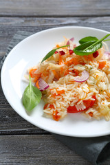 Rice with onion and basil