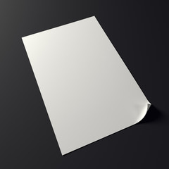 Mock up white folded paper on black background