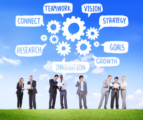 Teamwork Connect Strategy Vision Together Gear Concept