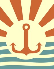 sun burst placard template with anchor