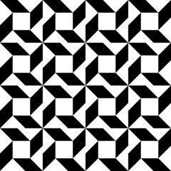 Black and white geometric seamless pattern, abstract background.