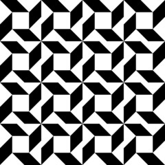 Black and white geometric seamless pattern, abstract background.