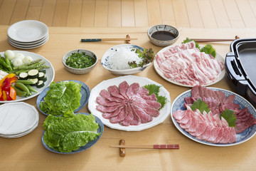 焼き肉の準備