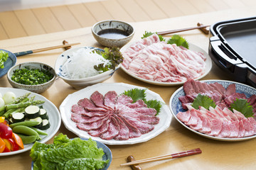 焼き肉の準備