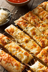 Homemade Cheesy Breadsticks with Marinara