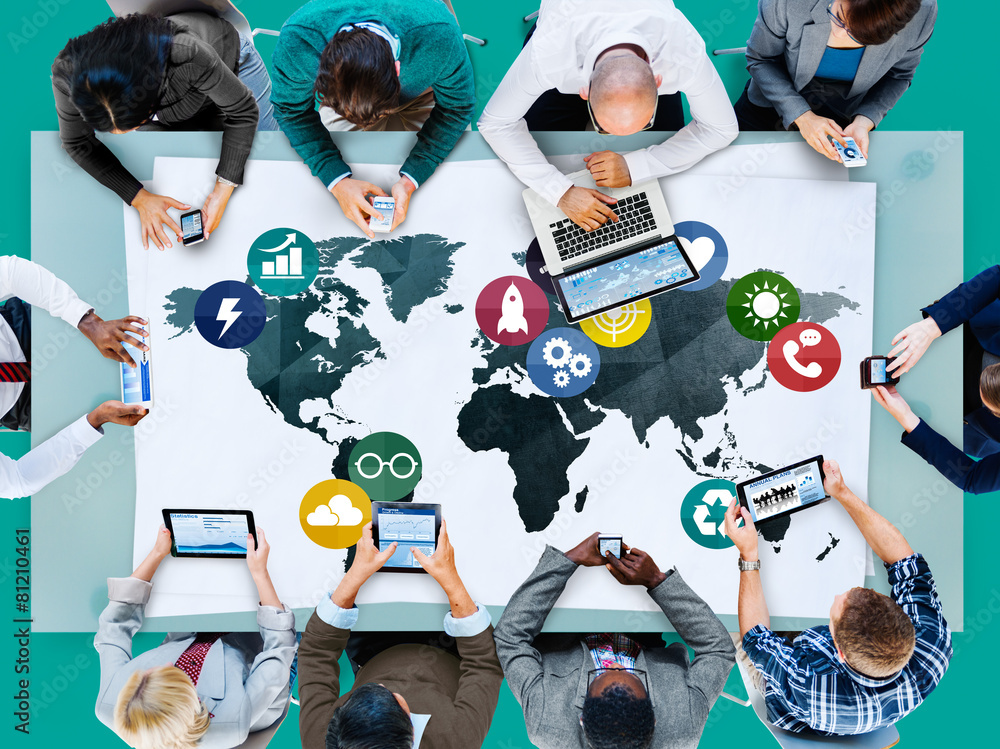 Poster global communications social networking connection concept