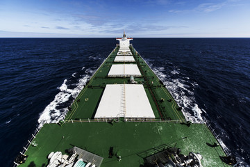 Cargo ship underway