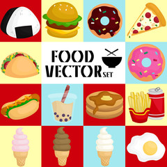 Square Food vector set