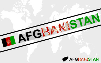 Afghanistan map flag and text illustration