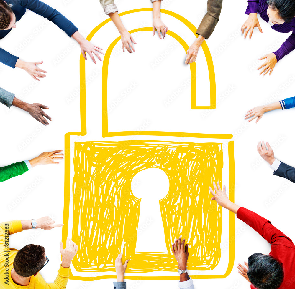 Aufkleber password privacy log in security lock guard concept
