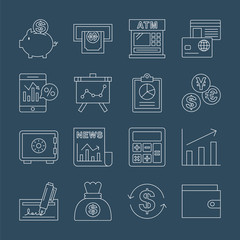 financial line icon set