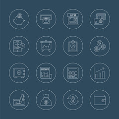 financial line icon set